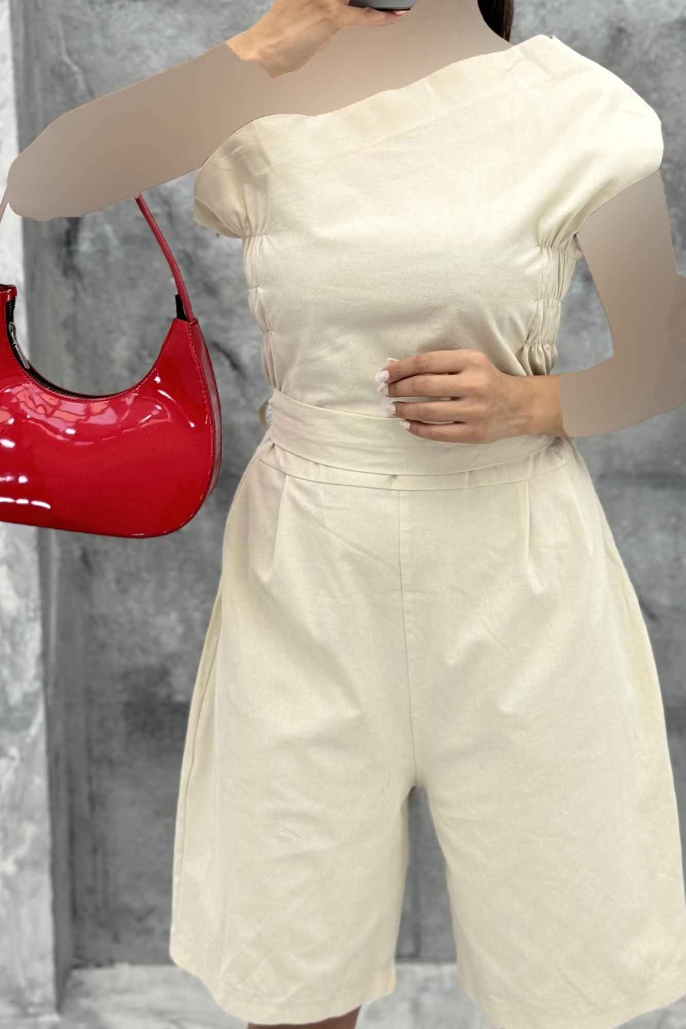 جامپر بغل کش یقه یک طرفه لینن