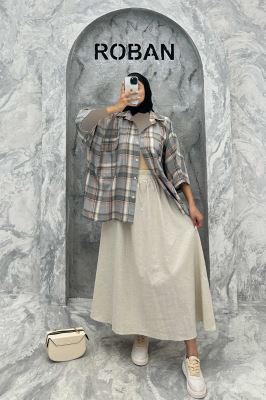 شومیز چهارخانه جیب پاکتی کیمونو