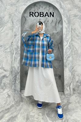 شومیز چهارخانه جیب پاکتی کیمونو