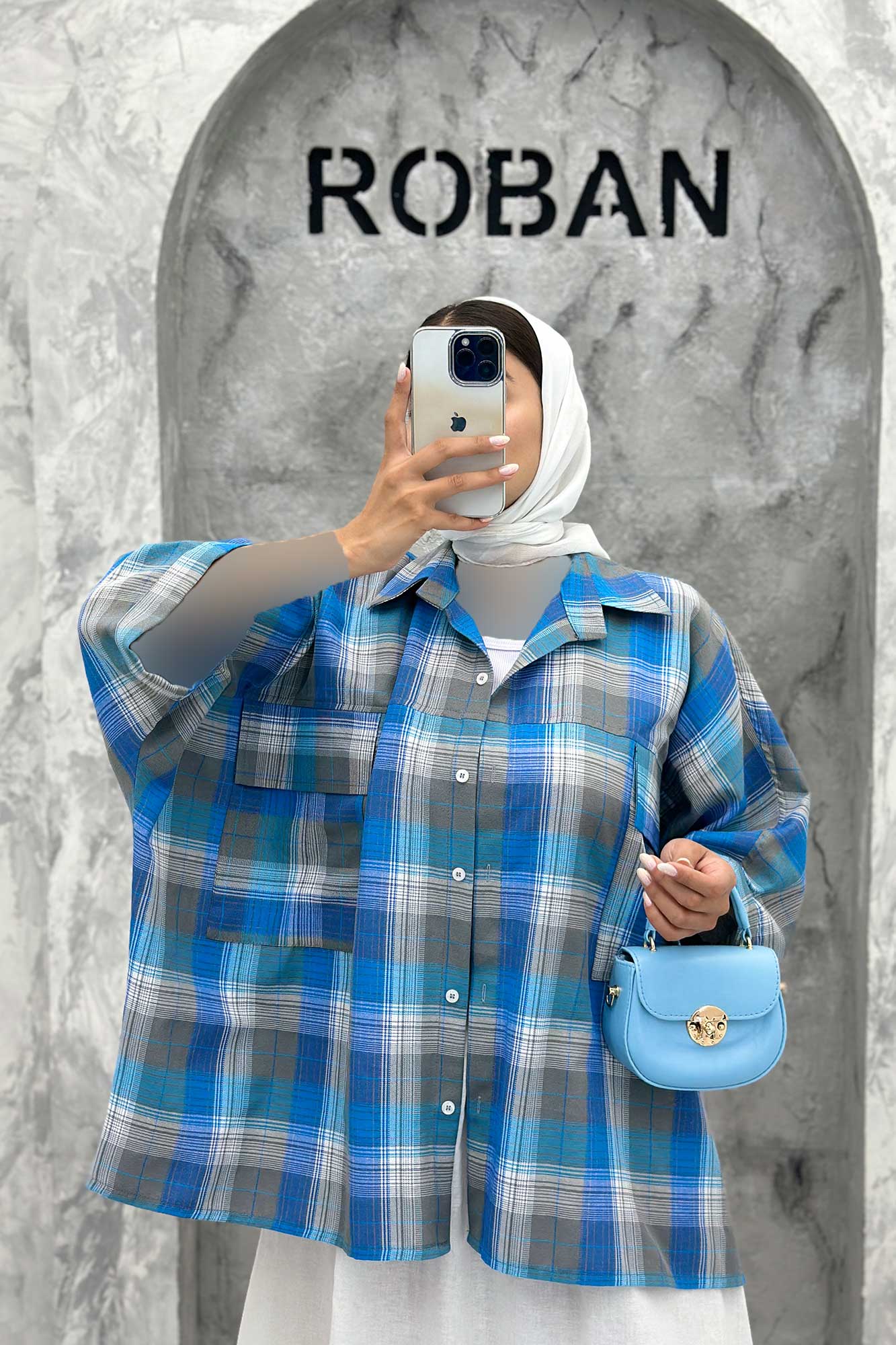 شومیز چهارخانه جیب پاکتی کیمونو