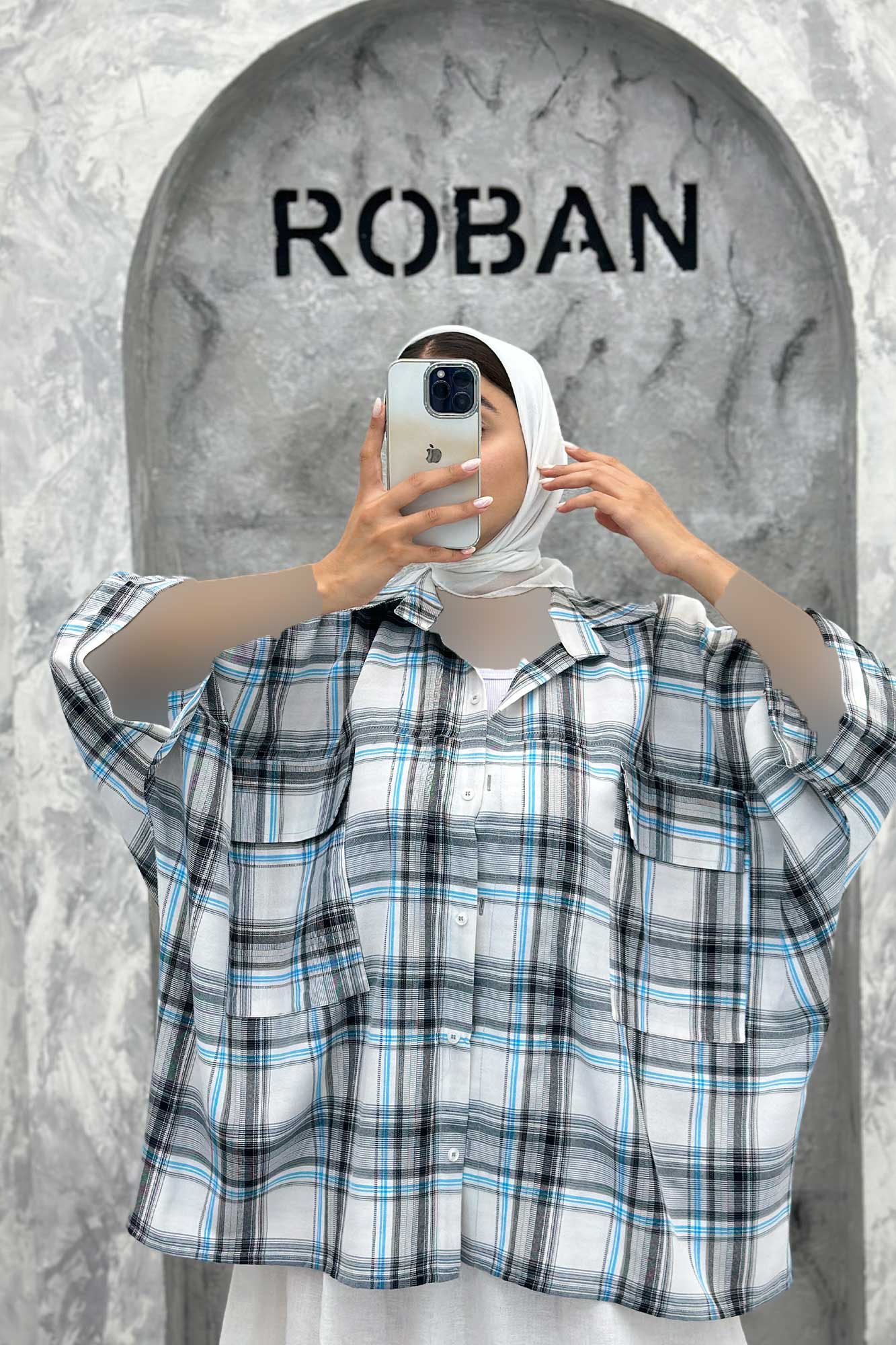 شومیز چهارخانه جیب پاکتی کیمونو