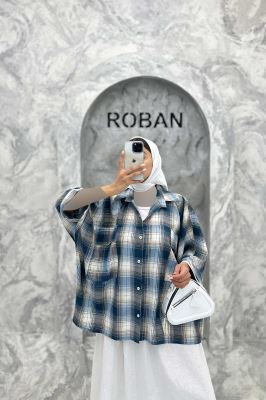 شومیز چهارخانه جیب پاکتی کیمونو