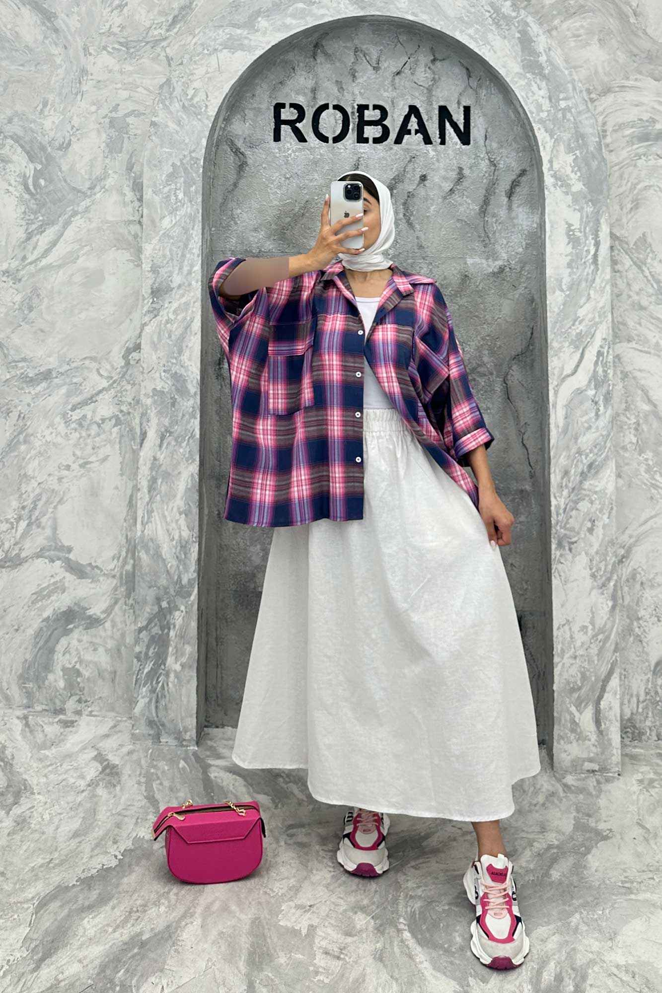 شومیز چهارخانه جیب پاکتی کیمونو