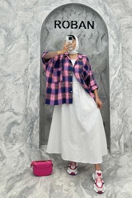 شومیز چهارخانه جیب پاکتی کیمونو