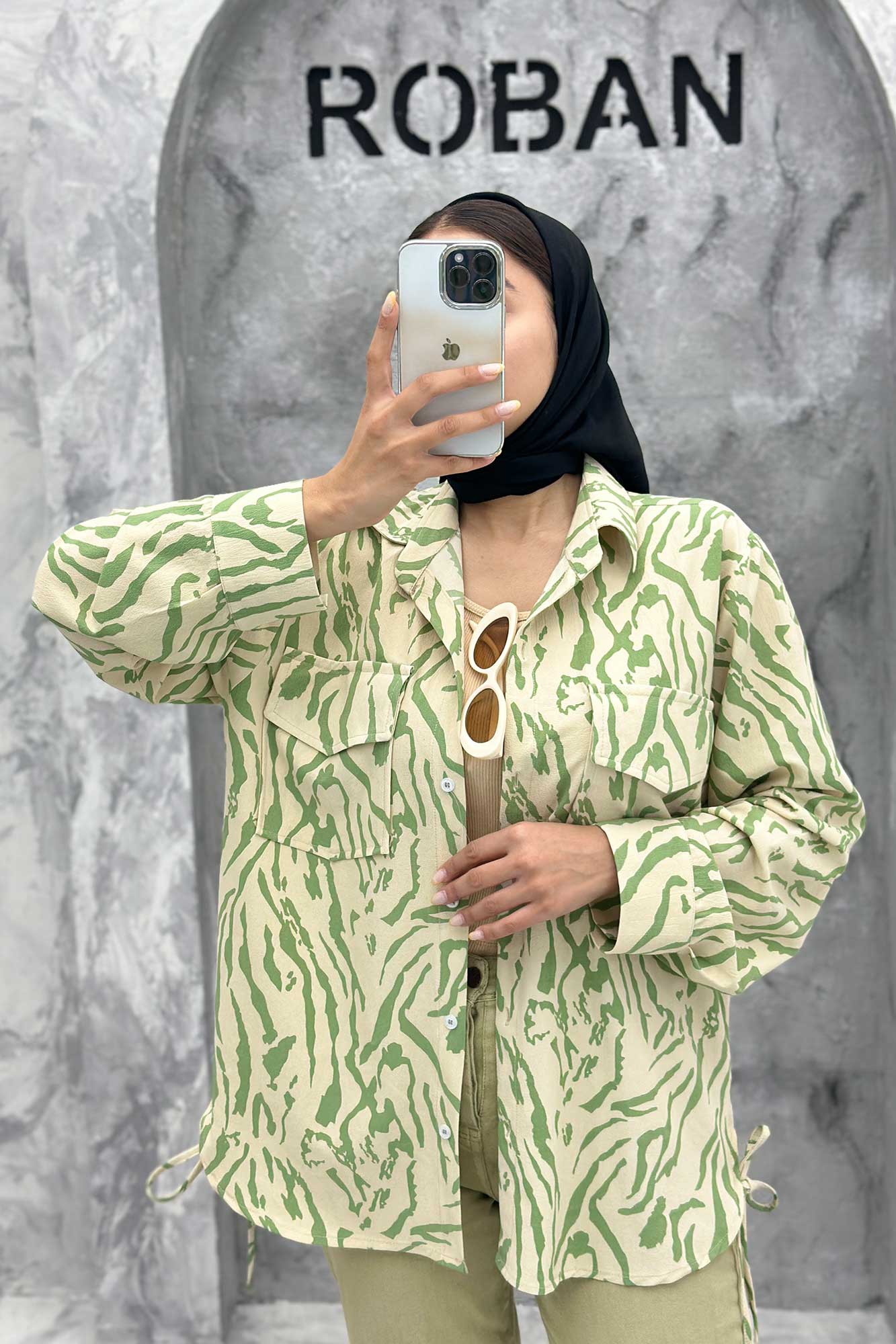 مانتو دو جیب پاکتی بغل بنددار ریفا