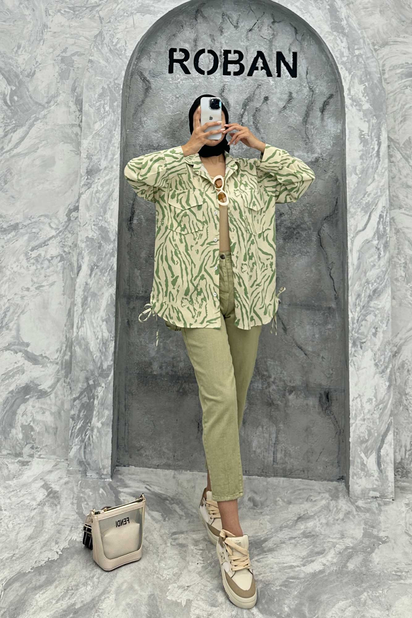 مانتو دو جیب پاکتی بغل بنددار ریفا