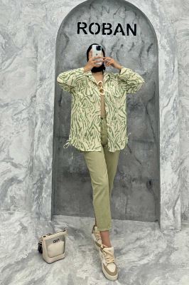 مانتو دو جیب پاکتی بغل بنددار ریفا