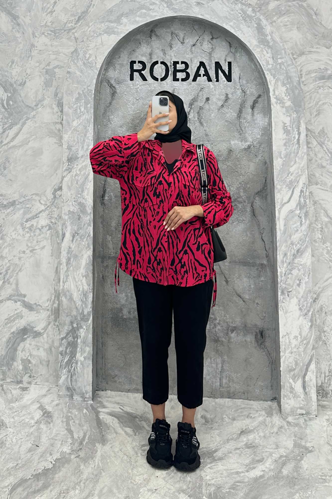 مانتو دو جیب پاکتی بغل بنددار ریفا