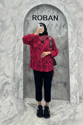 مانتو دو جیب پاکتی بغل بنددار ریفا