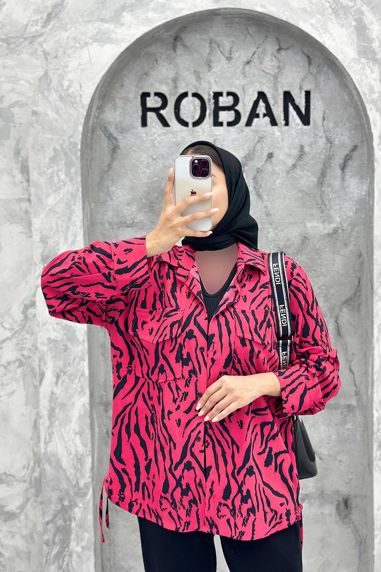 مانتو دو جیب پاکتی بغل بنددار ریفا