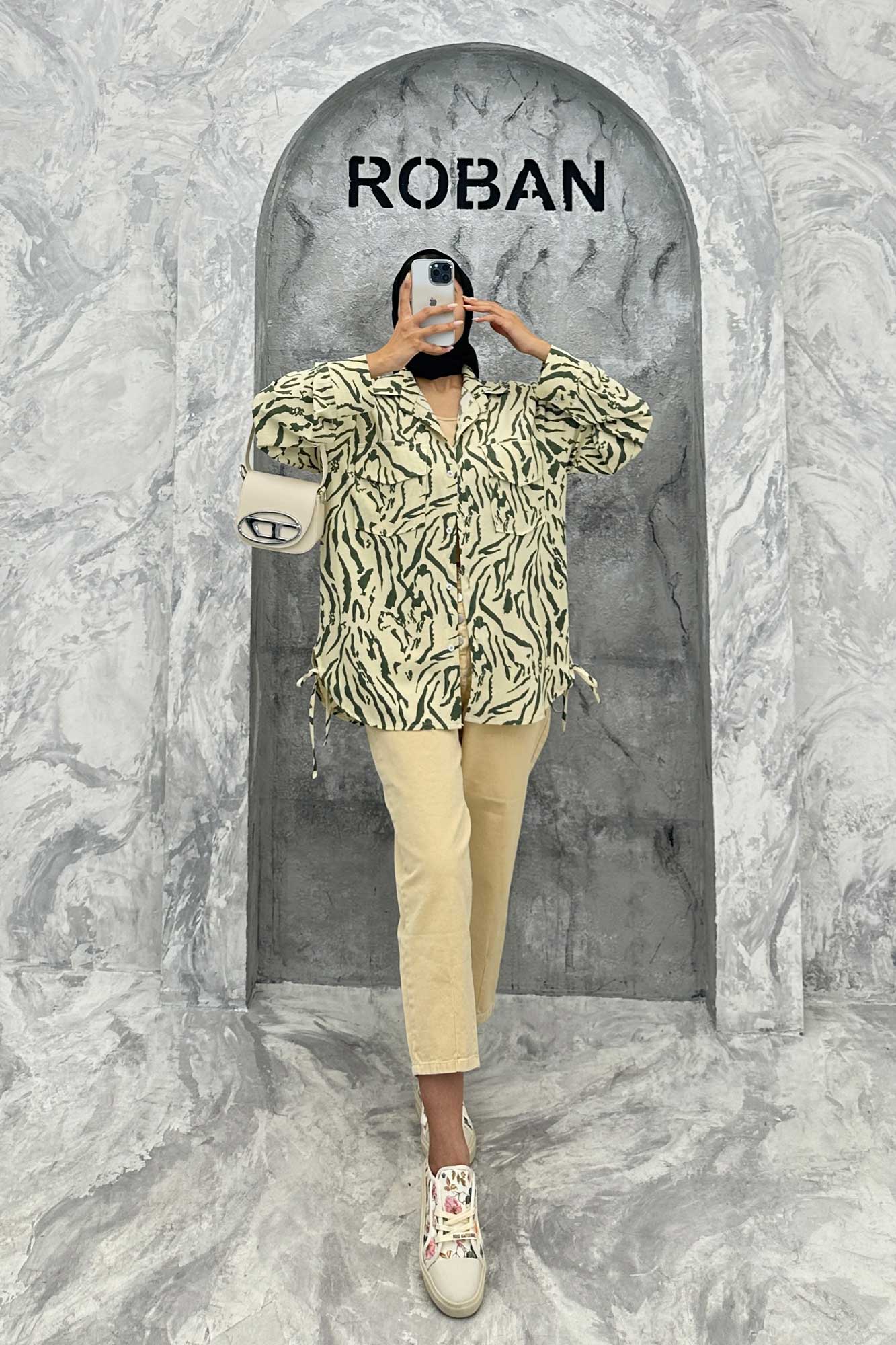 مانتو دو جیب پاکتی بغل بنددار ریفا