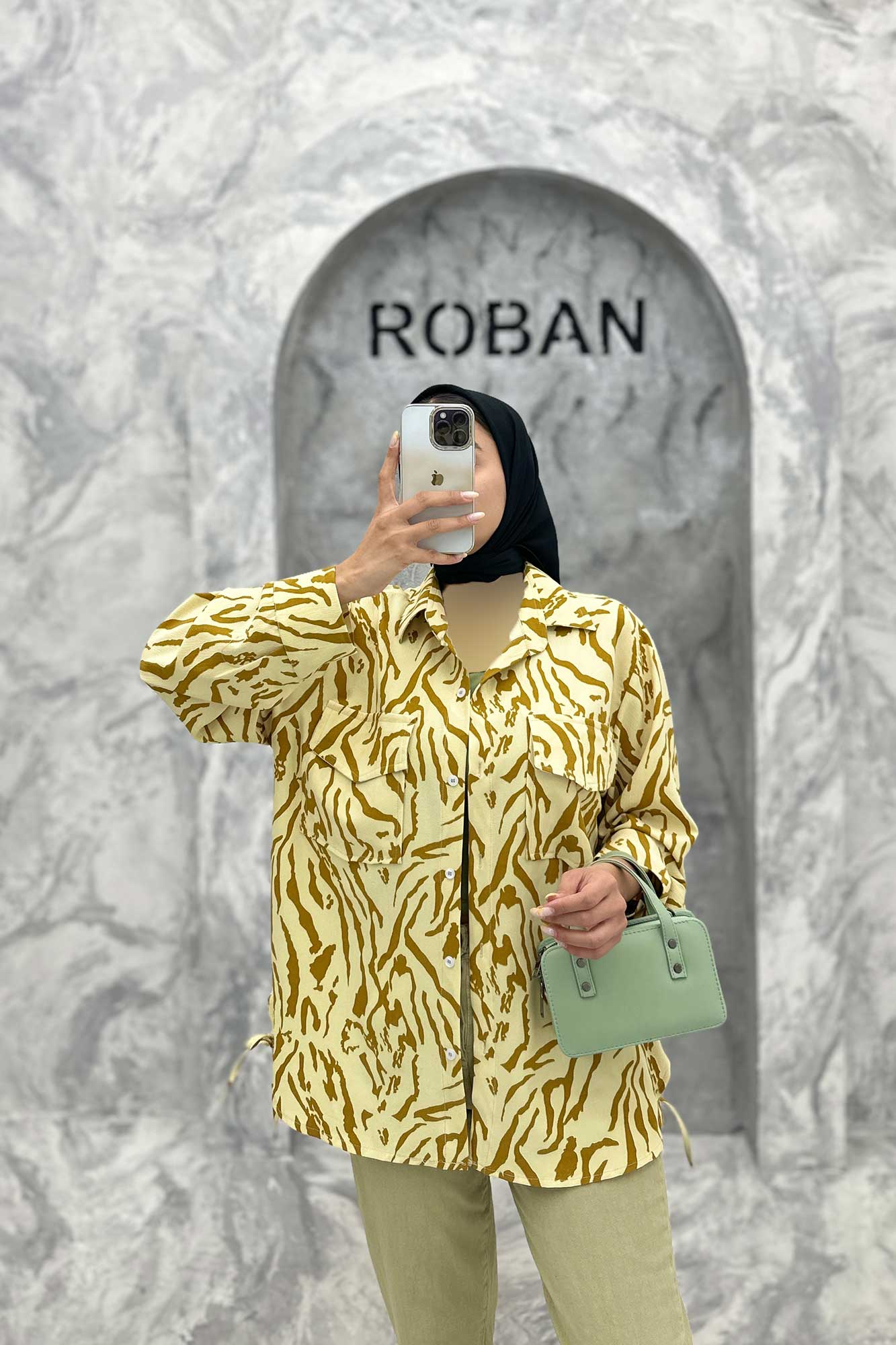 مانتو دو جیب پاکتی بغل بنددار ریفا