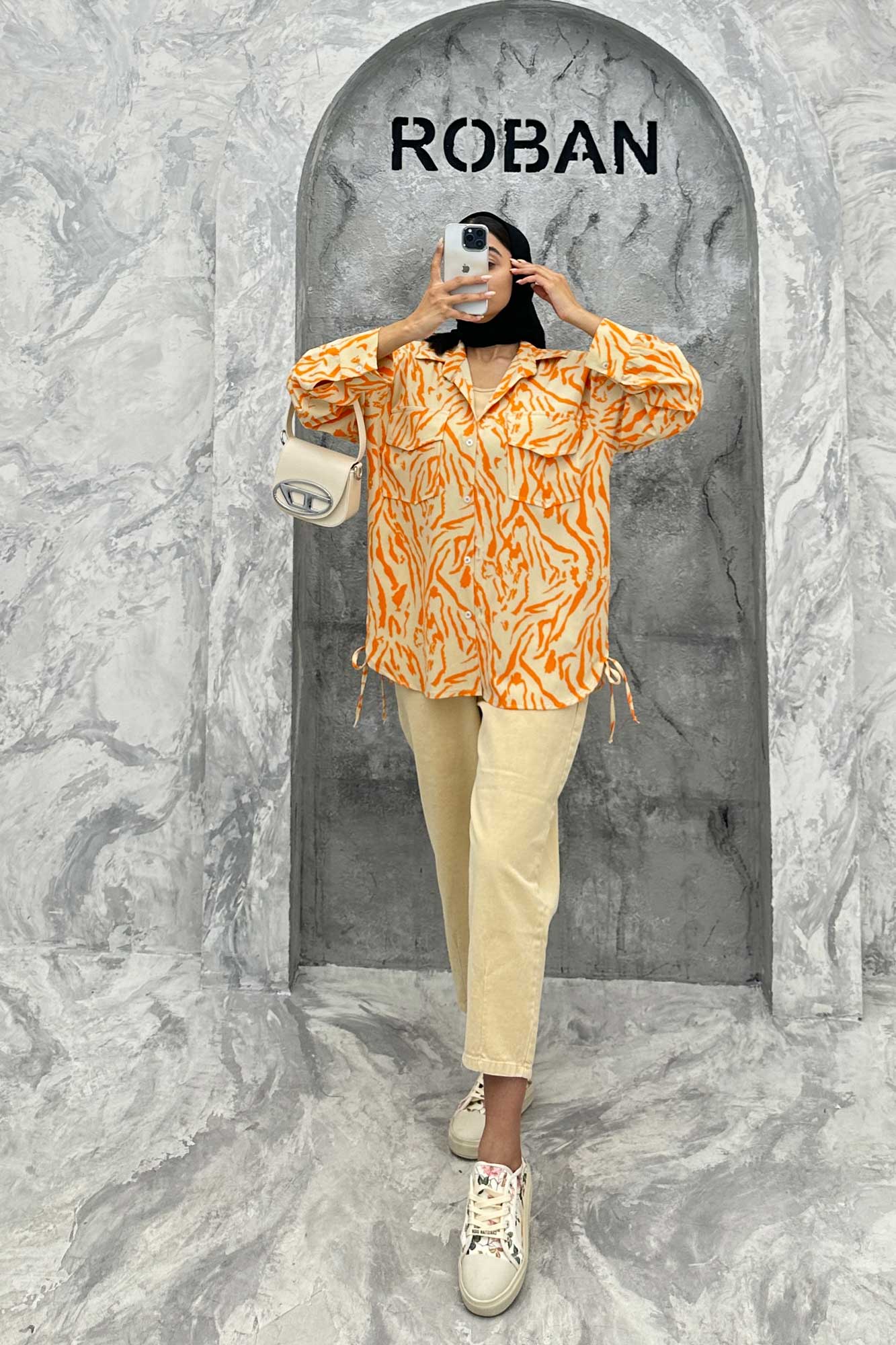 مانتو دو جیب پاکتی بغل بنددار ریفا