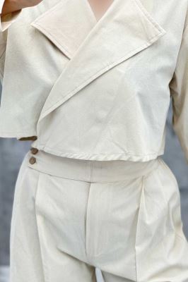 ست کت کراپ و شلوار بگ لینن سیمونا