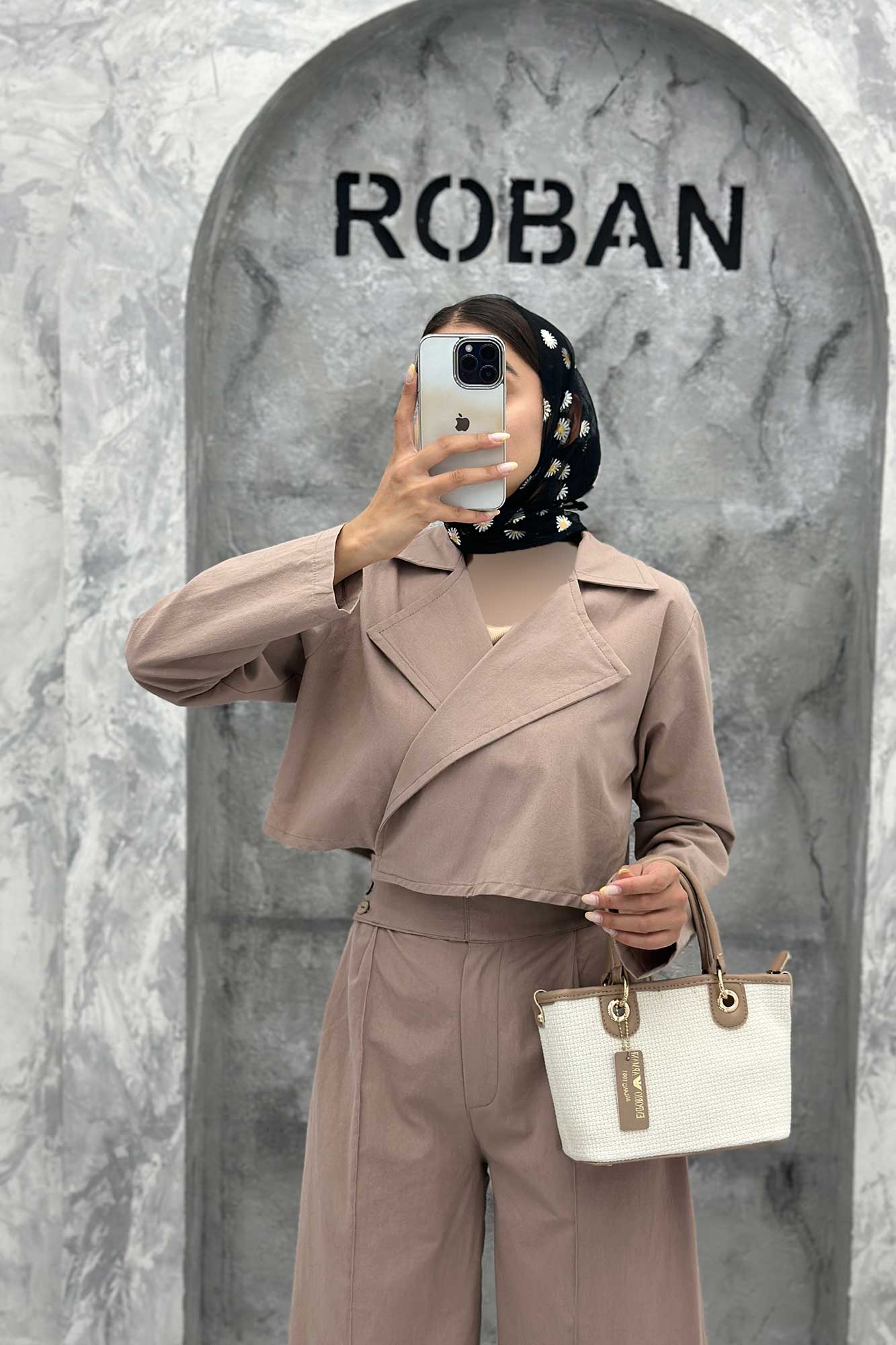 ست کت کراپ و شلوار بگ لینن سیمونا