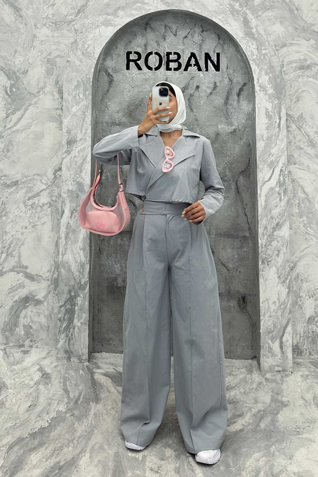 ست کت کراپ و شلوار بگ لینن سیمونا