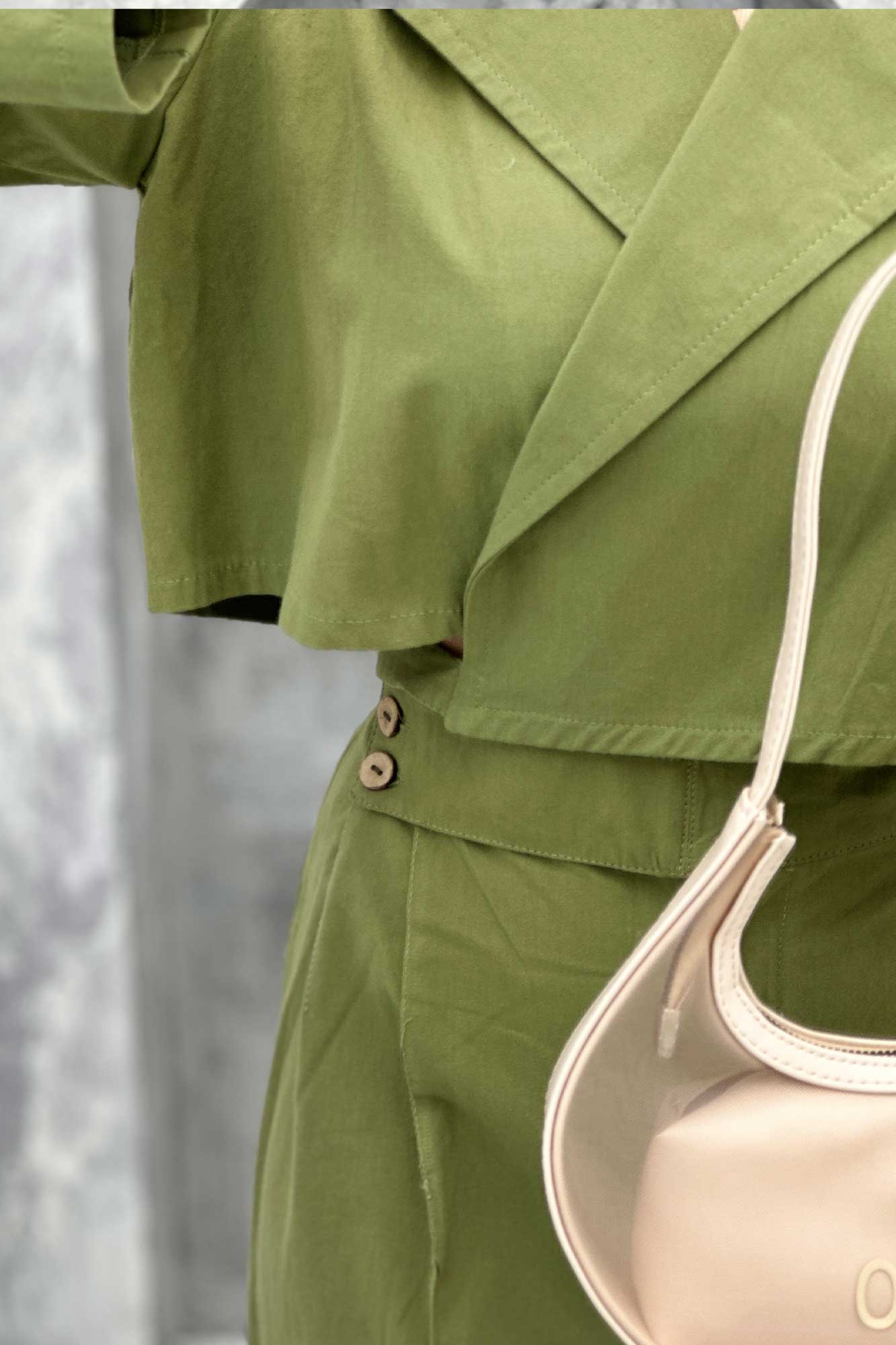 ست کت کراپ و شلوار بگ لینن سیمونا