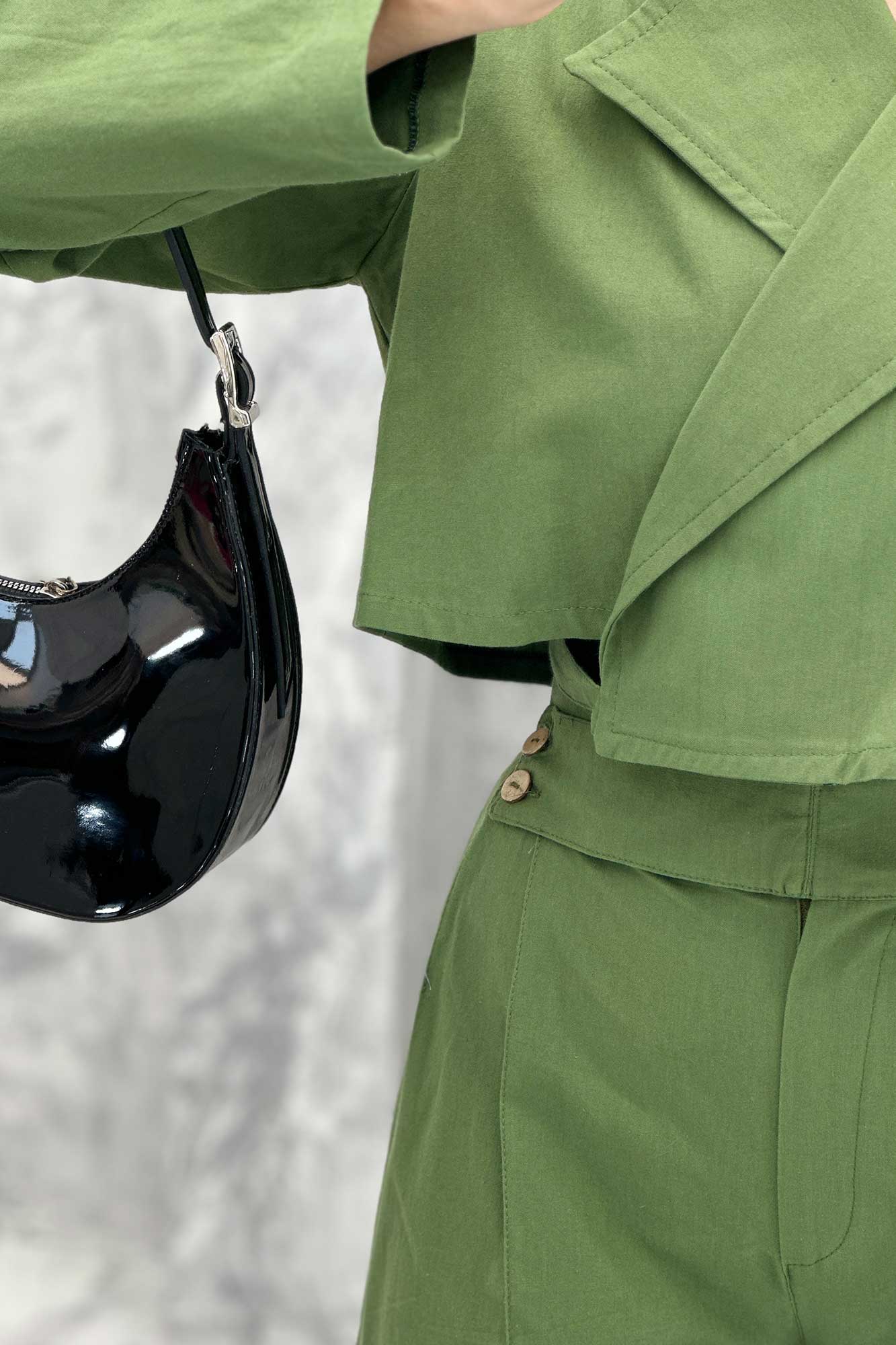 ست کت کراپ و شلوار بگ لینن سیمونا