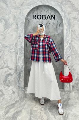 مانتو پایین هلال دوبل چهارخانه