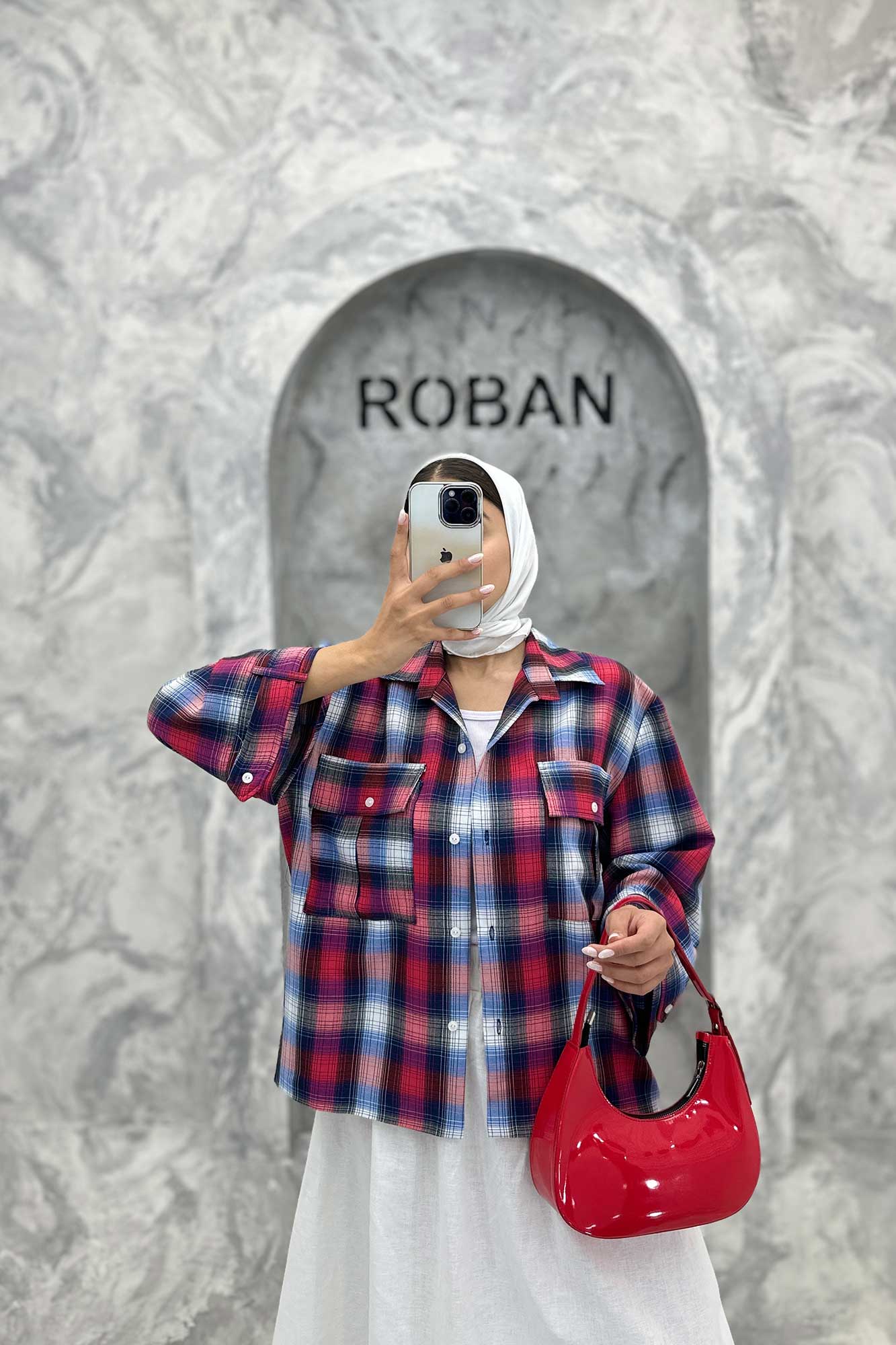 مانتو پایین هلال دوبل چهارخانه