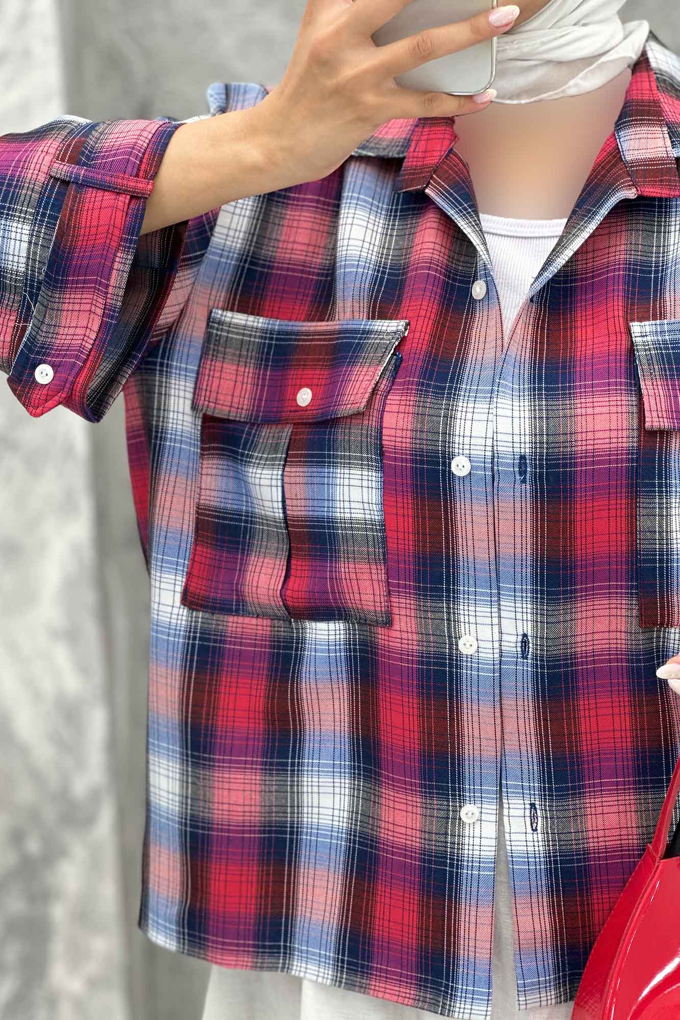 مانتو پایین هلال دوبل چهارخانه