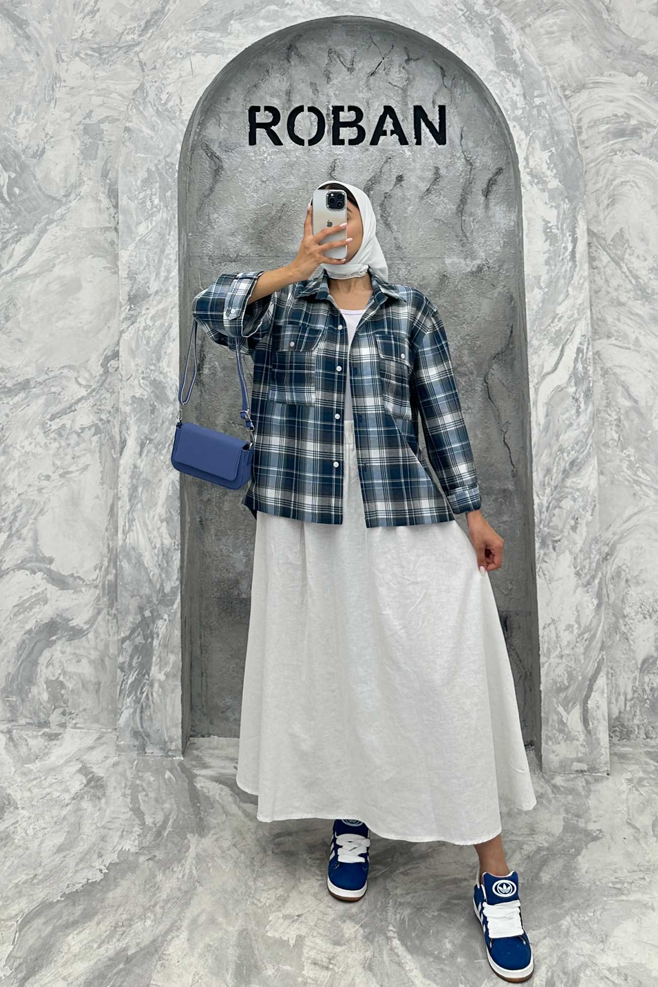 مانتو پایین هلال دوبل چهارخانه