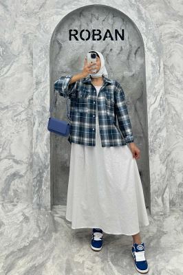 مانتو پایین هلال دوبل چهارخانه