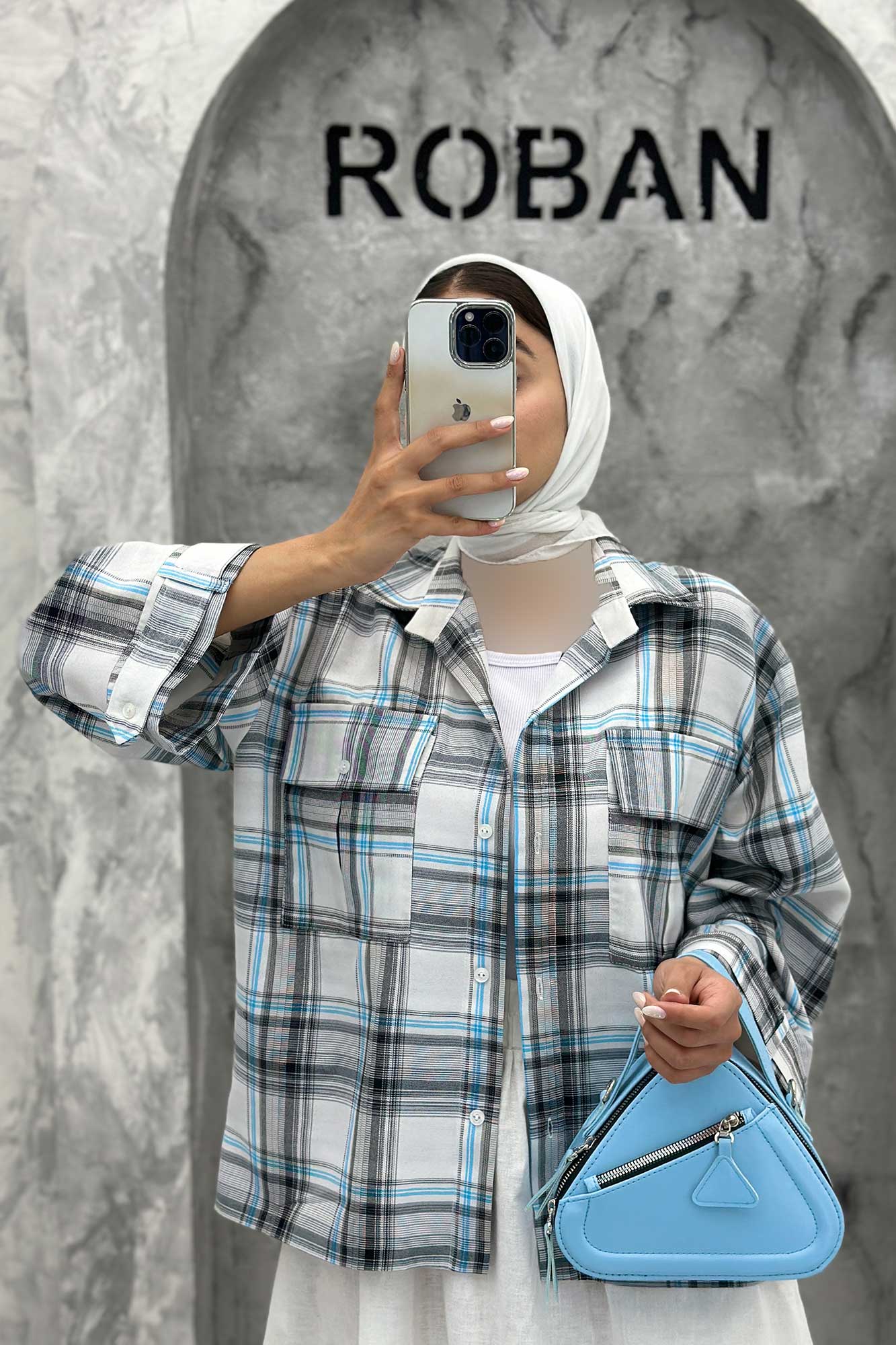 مانتو پایین هلال دوبل چهارخانه