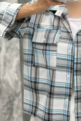 مانتو پایین هلال دوبل چهارخانه