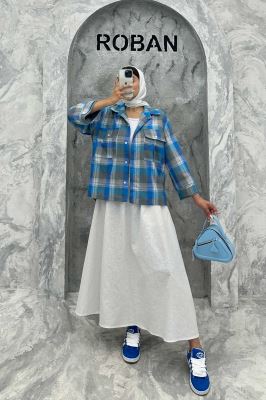 مانتو پایین هلال دوبل چهارخانه