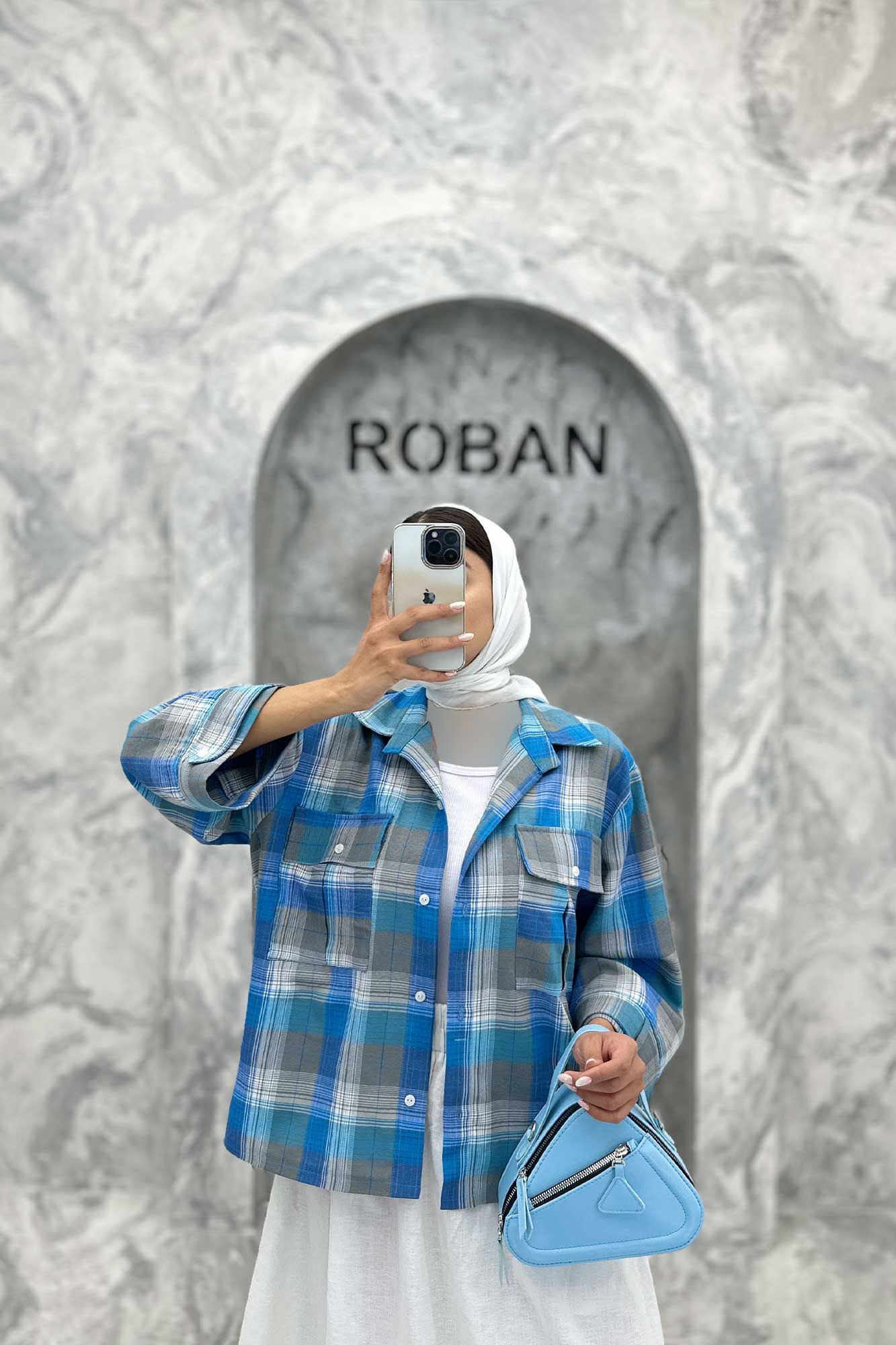 مانتو پایین هلال دوبل چهارخانه