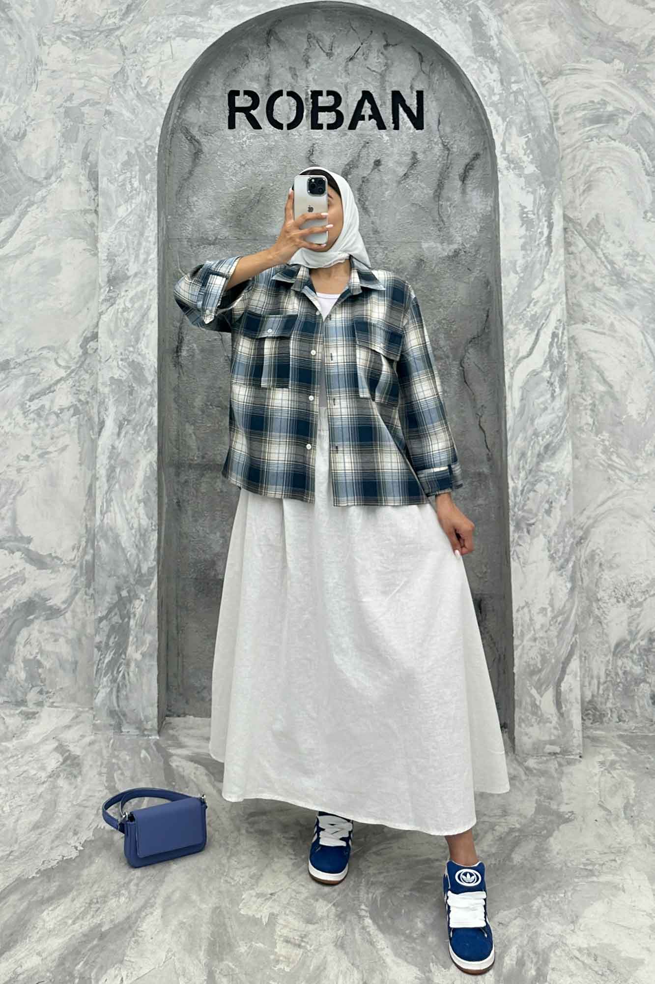 مانتو پایین هلال دوبل چهارخانه