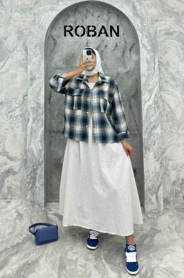 مانتو پایین هلال دوبل چهارخانه