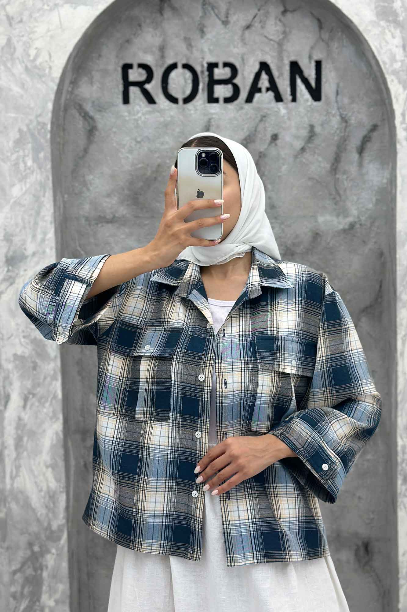 مانتو پایین هلال دوبل چهارخانه