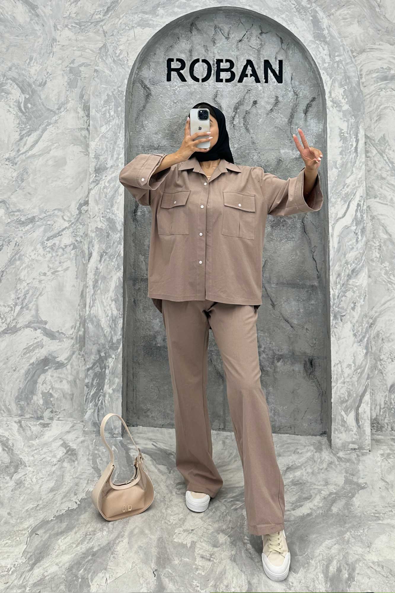 ست مانتو و شلوار پشت هلال لینن نورا