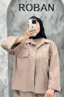 ست مانتو و شلوار پشت هلال لینن نورا