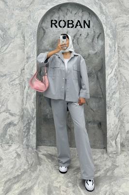 ست مانتو و شلوار پشت هلال لینن نورا