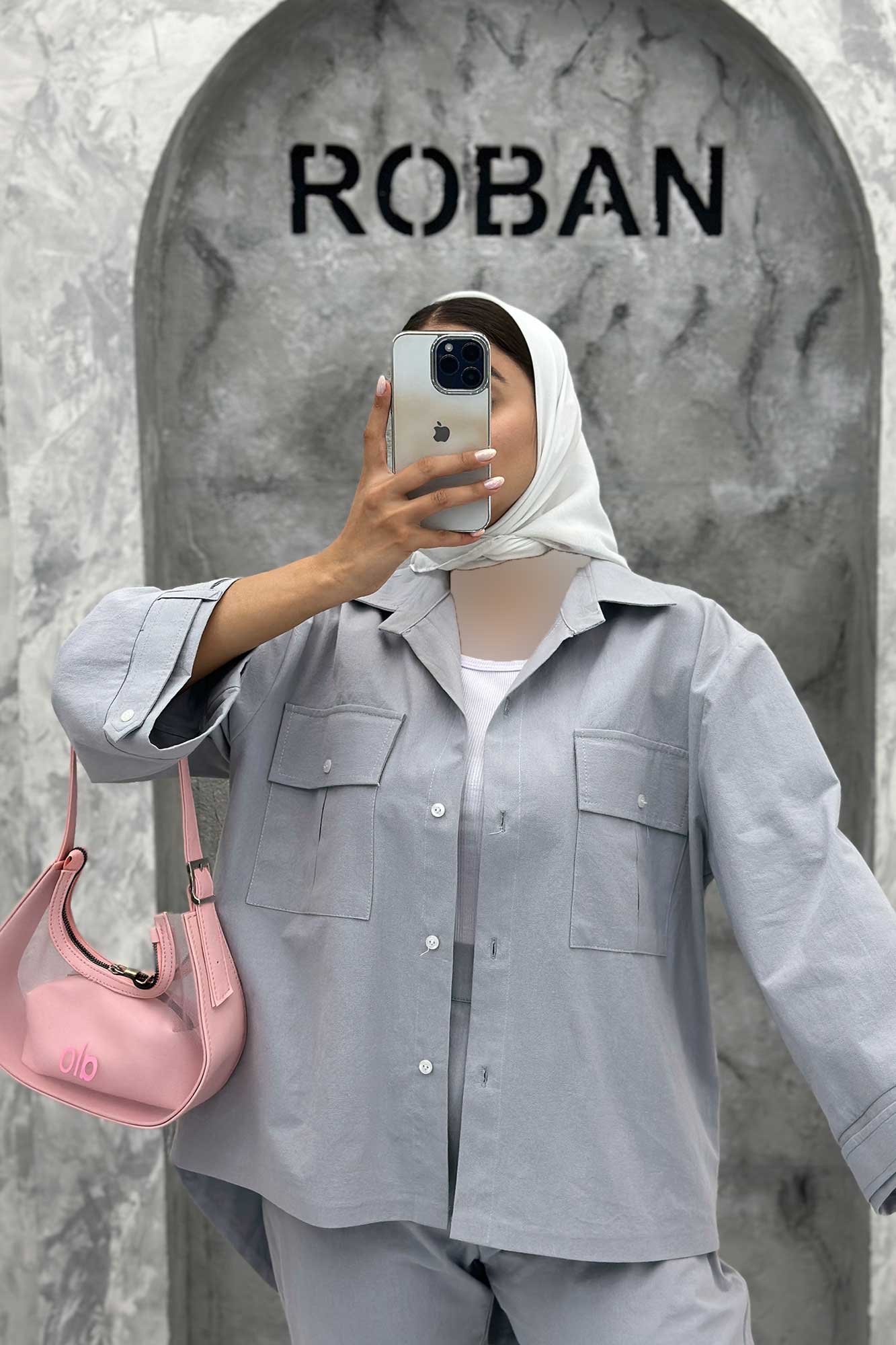 ست مانتو و شلوار پشت هلال لینن نورا