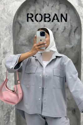 ست مانتو و شلوار پشت هلال لینن نورا