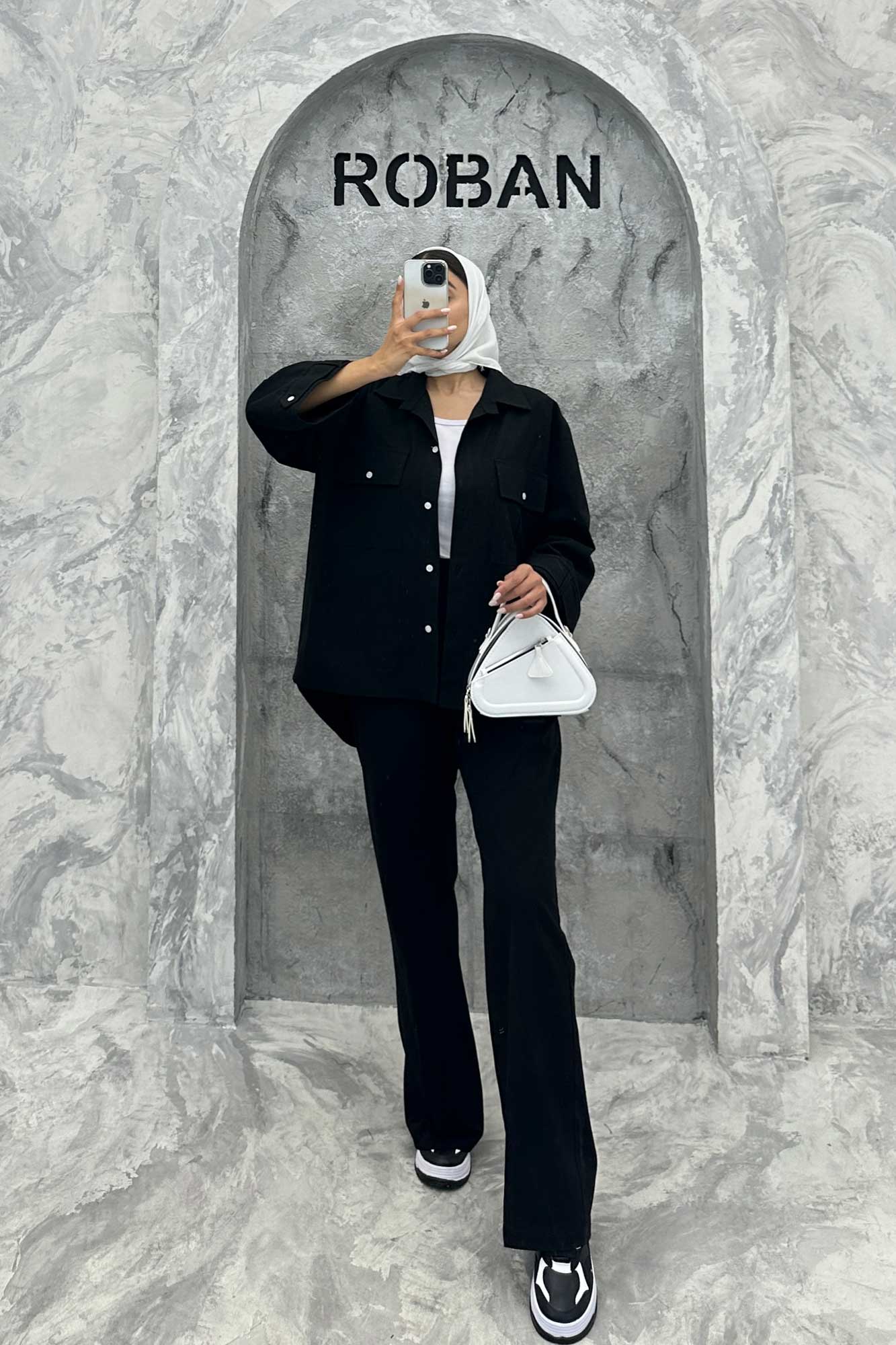 ست مانتو و شلوار پشت هلال لینن نورا