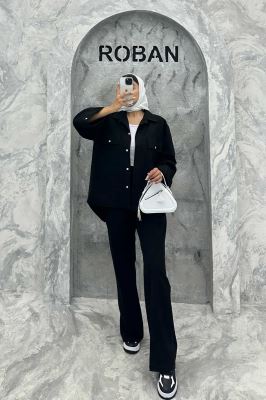 ست مانتو و شلوار پشت هلال لینن نورا