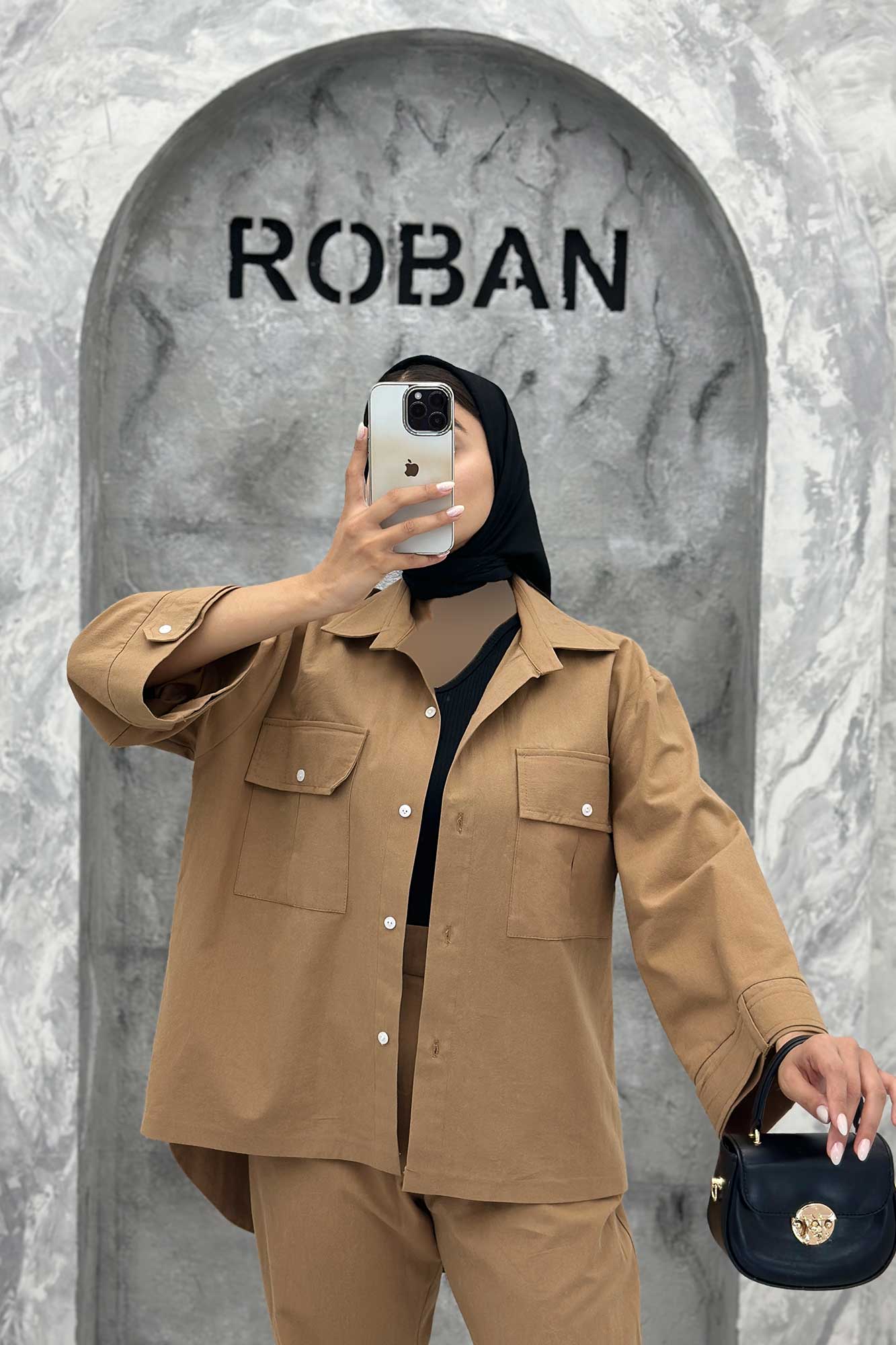 ست مانتو و شلوار پشت هلال لینن نورا