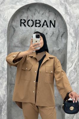 ست مانتو و شلوار پشت هلال لینن نورا