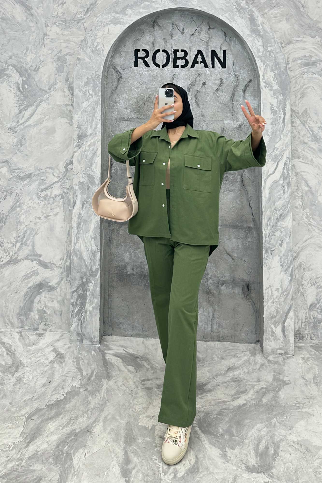 ست مانتو و شلوار پشت هلال لینن نورا