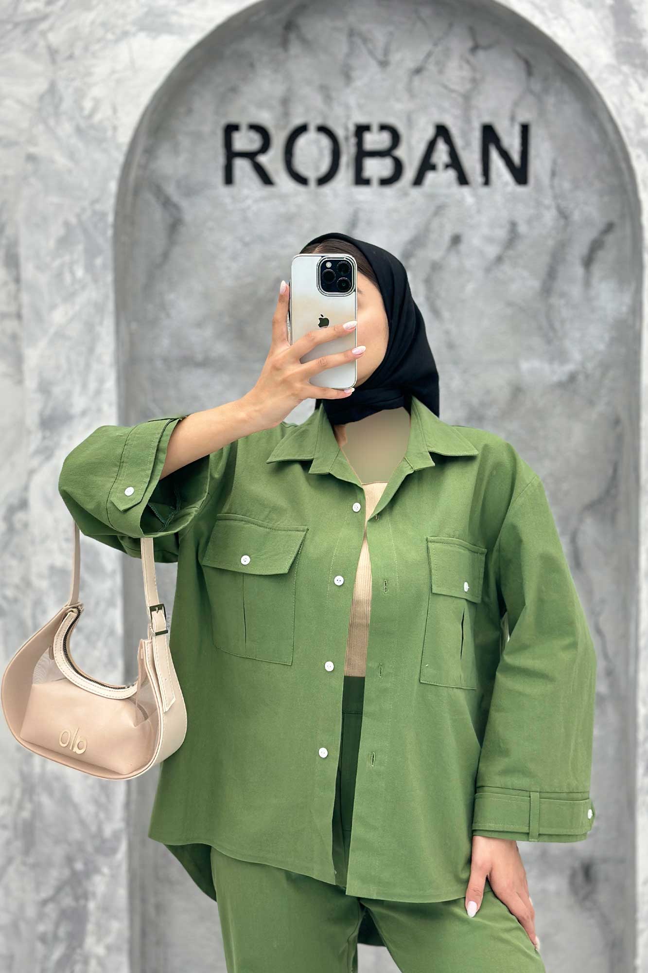 ست مانتو و شلوار پشت هلال لینن نورا