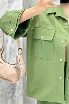 ست مانتو و شلوار پشت هلال لینن نورا