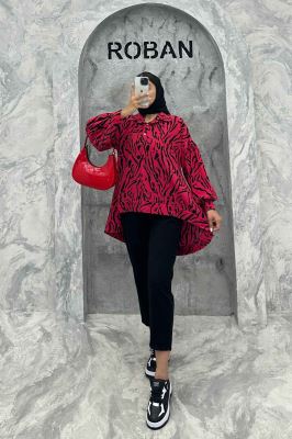 مانتو پشت بلند یقه بلیطی آستین چین ریفا