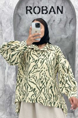 مانتو پشت بلند یقه بلیطی آستین چین ریفا