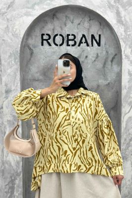 مانتو پشت بلند یقه بلیطی آستین چین ریفا