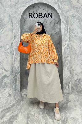 مانتو پشت بلند یقه بلیطی آستین چین ریفا